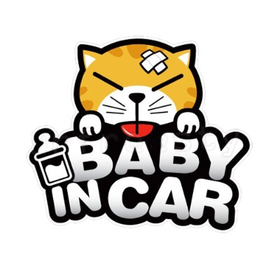 자동차스티커 BABY IN CAR 베이비 인 카 메롱애기고양이 (210mmx183mm) (YF)